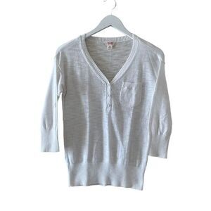 Mossimo Supply & Co Three Button Front V-Neck White ¾ Sleeves SZ SP #1415